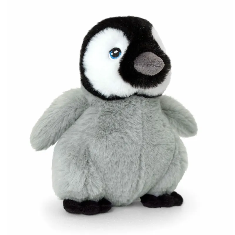 Populair Keel Toys pinguin kuiken knuffel - grijs/zwart - 25 cm