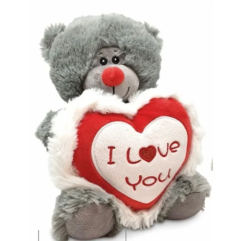 Grijze teddybeer - pluche - I Love You hartje - 30 cm Lage Kosten