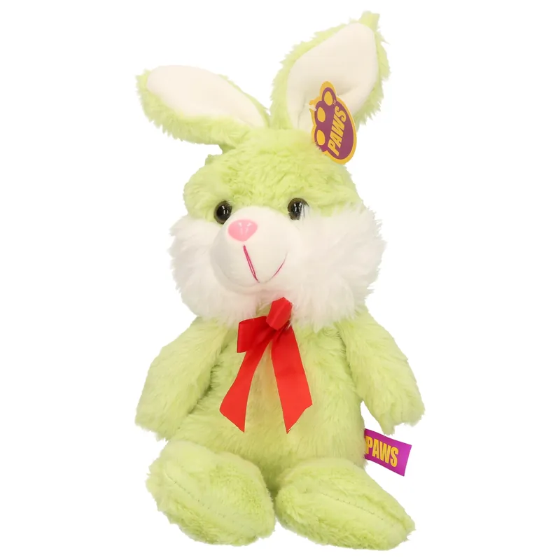 Actieprijs Paashaas knuffel - zacht pluche - groen - 32 cm - strikje