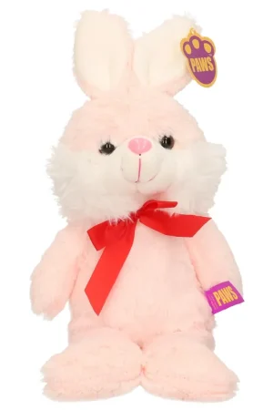 Rechtstreeks Van De Fabrikant Paashaas knuffel - zachte pluche - lichtroze - 32 cm - strikje