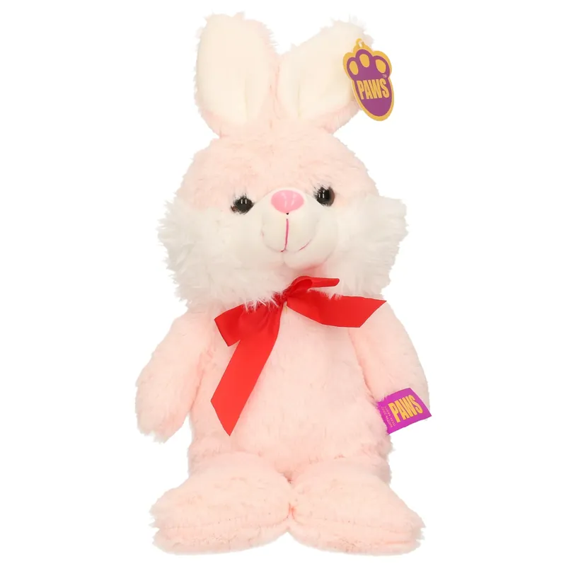 Rechtstreeks Van De Fabrikant Paashaas knuffel - zachte pluche - lichtroze - 32 cm - strikje
