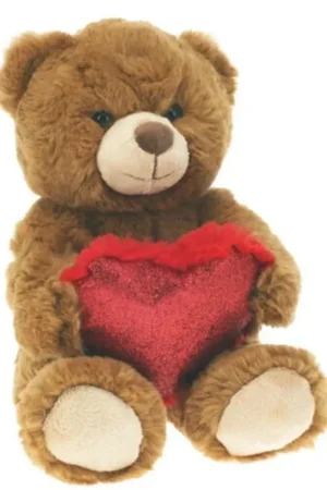 Donkerbruine teddybeer met hartje - pluche - 26 cm Gereduceerde Prijs