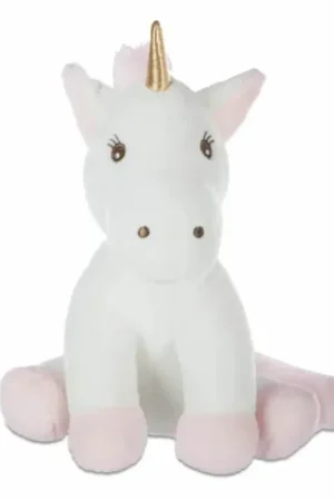 Eenhoorn knuffel Rosy - pluche - wit/roze - 22 cm Populair