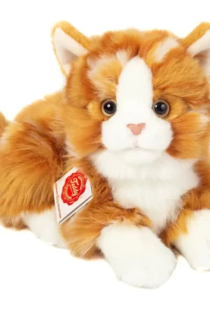 Fabrieksprijs Hermann Teddy knuffelkat - pluche - rood/oranje - 30 cm