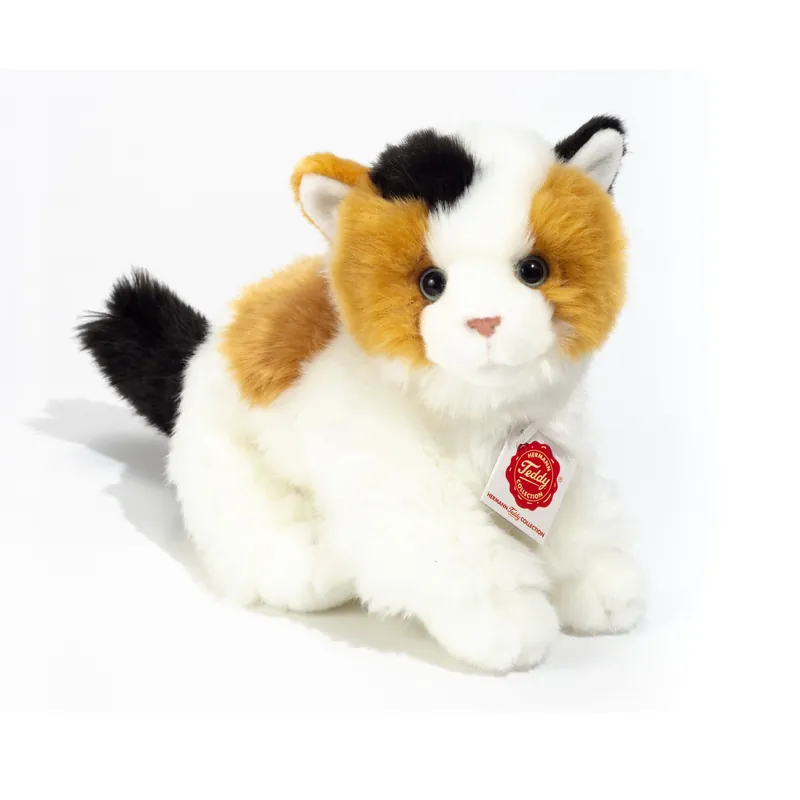 Betrouwbaar Hermann Teddy knuffelkat - pluche - 30 cm - bruin/zwart/wit