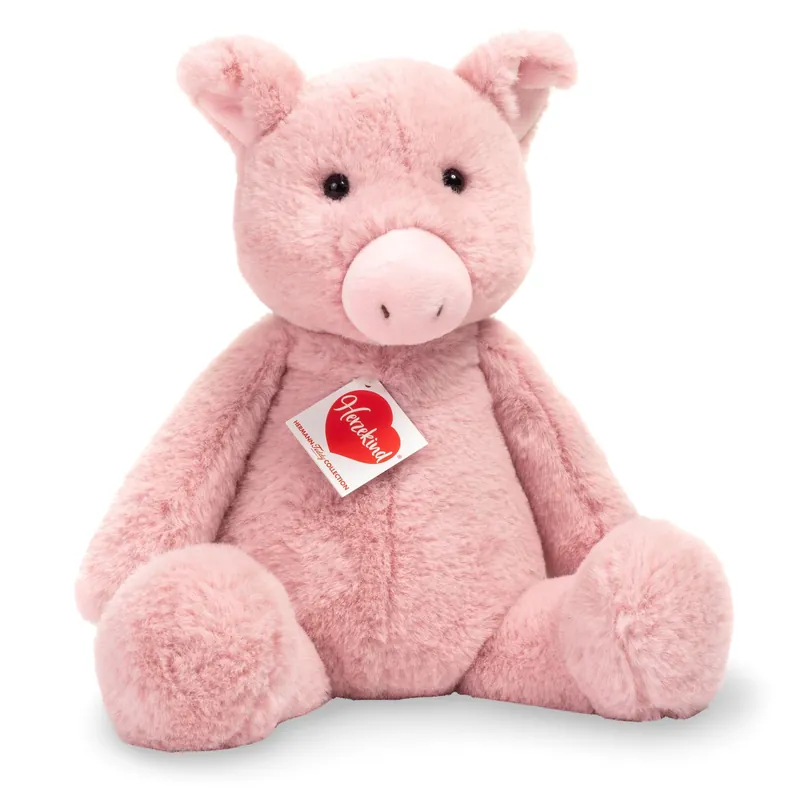 Aanbieding Hermann Teddy varken knuffel - pluche - roze - 32 cm