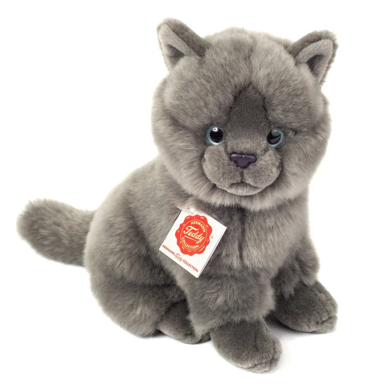 Hermann Teddy kat knuffel - pluche - grijs - 30 cm Dagaanbieding