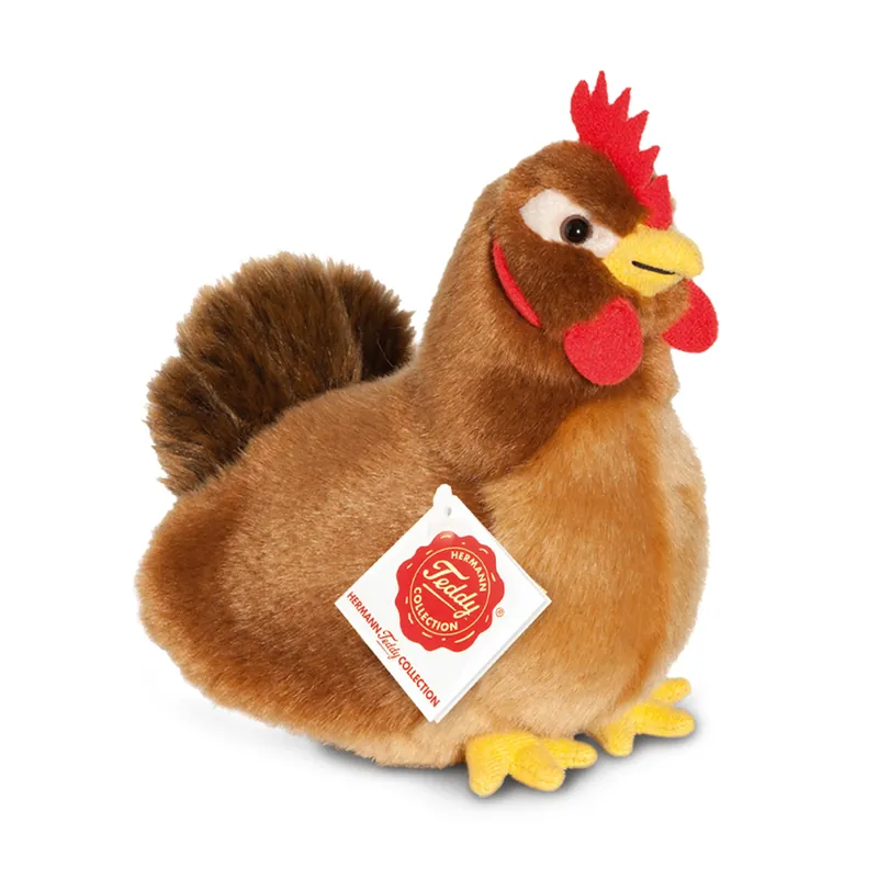 Premium Knuffeldier kip - pluche - lichtbruin - 16 cm