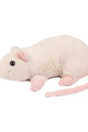 Aanbieding Muis knuffel - zachte pluche - wit - 18 cm