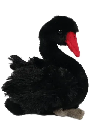 Zwaan knuffel - pluche - zwart - 18 cm - vogels Populair
