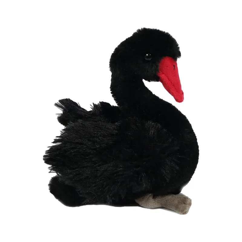 Zwaan knuffel - pluche - zwart - 18 cm - vogels Populair
