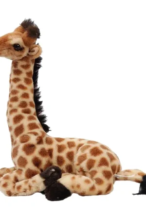 Giraffe knuffel - zacht pluche - lichtbruin - 30 cm - liggend Merkproduct