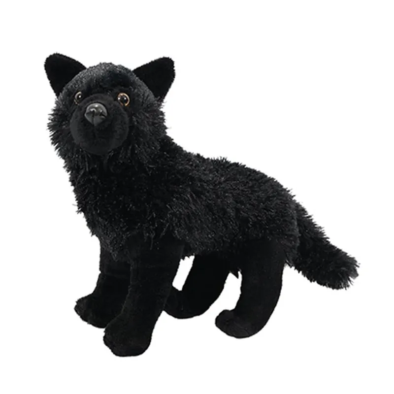 Koopje Wolf knuffel - pluche - zwart - 30 cm - dierenknuffel