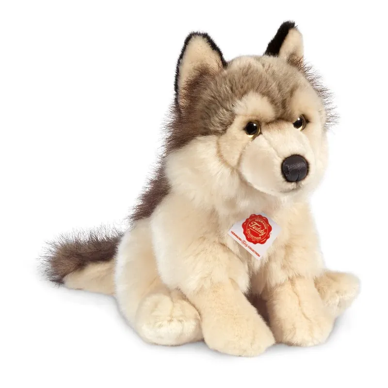 Hermann Teddy wolf knuffel - pluche - grijs/wit - 29 cm Seizoensaanbieding