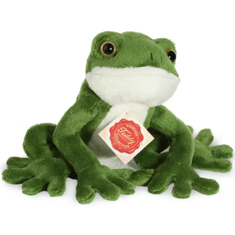 Voordeelprijs Hermann Teddy kikker knuffel - pluche - groen - 15 cm