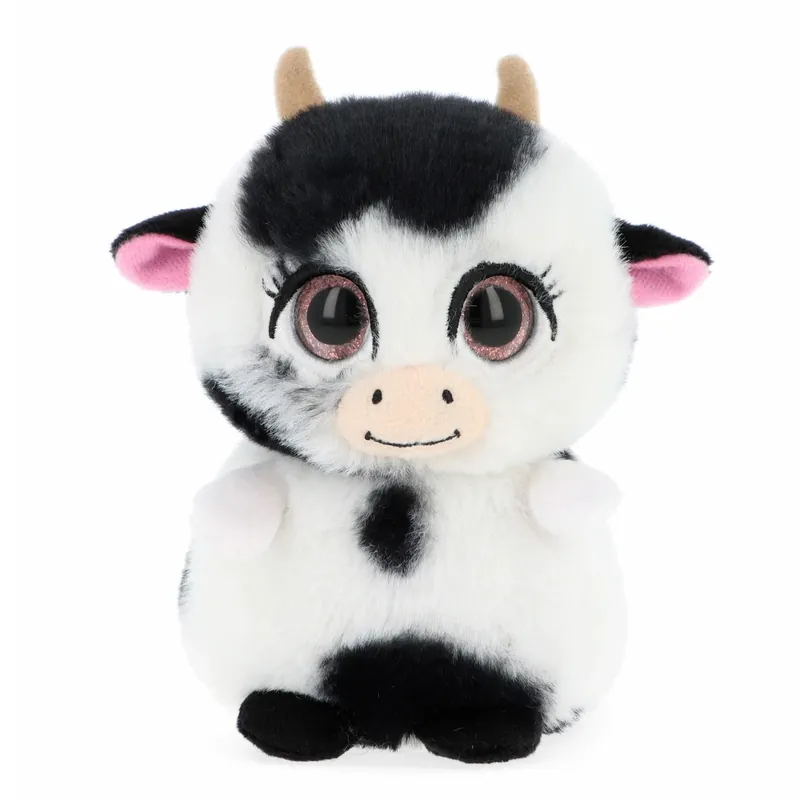 Laatste Kans Kleine koe knuffel - pluche - wit/zwart - 14 cm