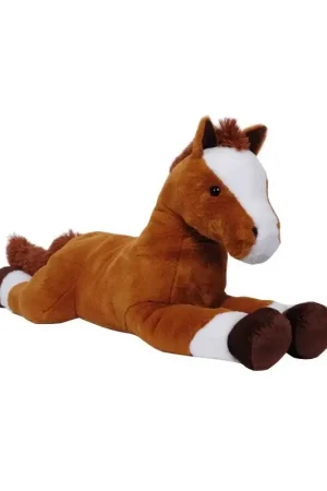Gereduceerde Prijs Hippos paard knuffel - pluche - lichtbruin/wit - 90 cm