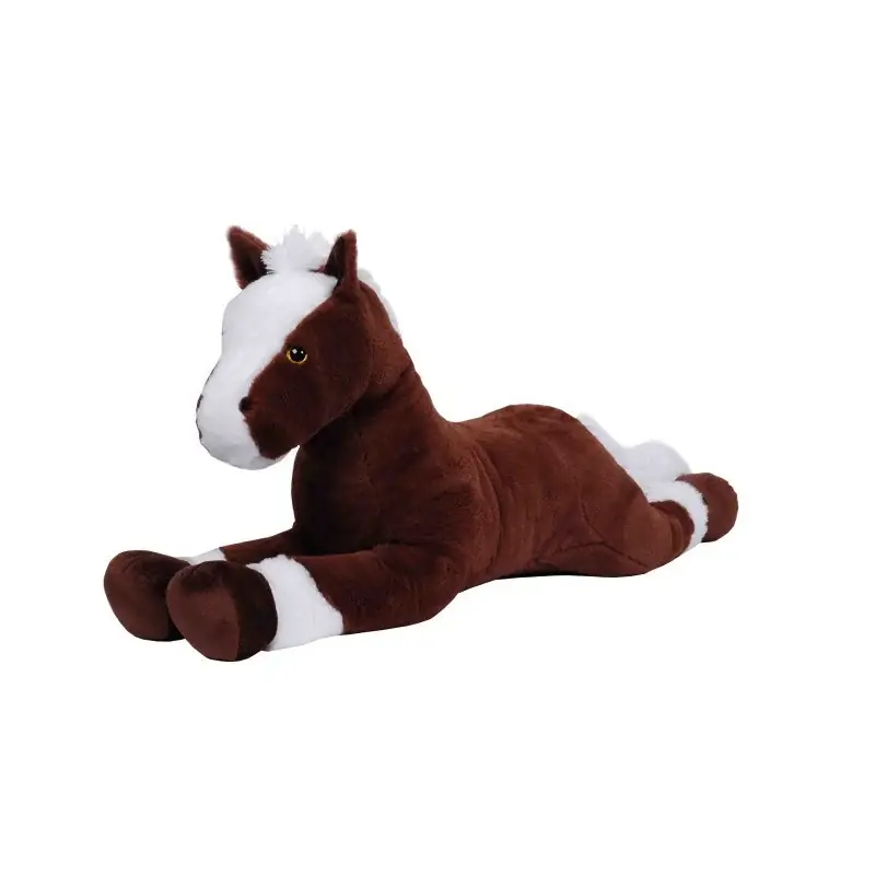 Paard knuffel Hippos - zachte pluche - bruin/wit - 90 cm Favoriet