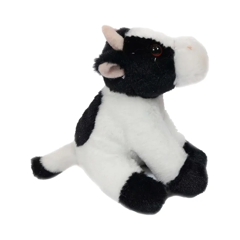 Koe knuffeldier - zachte pluche - wit/zwart - 12 cm Exclusieve Aanbieding