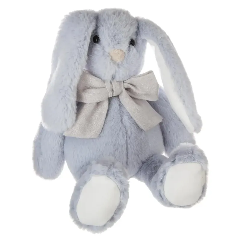 Konijn knuffel met strikje - lichtblauw - pluche - 30 cm Express Levering