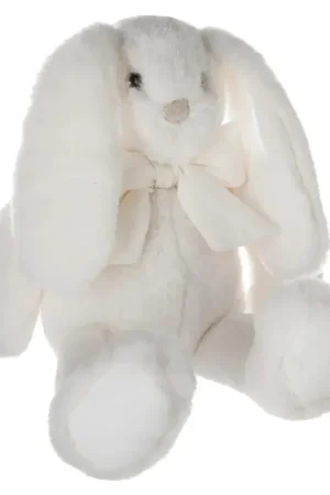 Konijn knuffel met strikje - zachte pluche - creme wit - 30 cm Nu Kopen