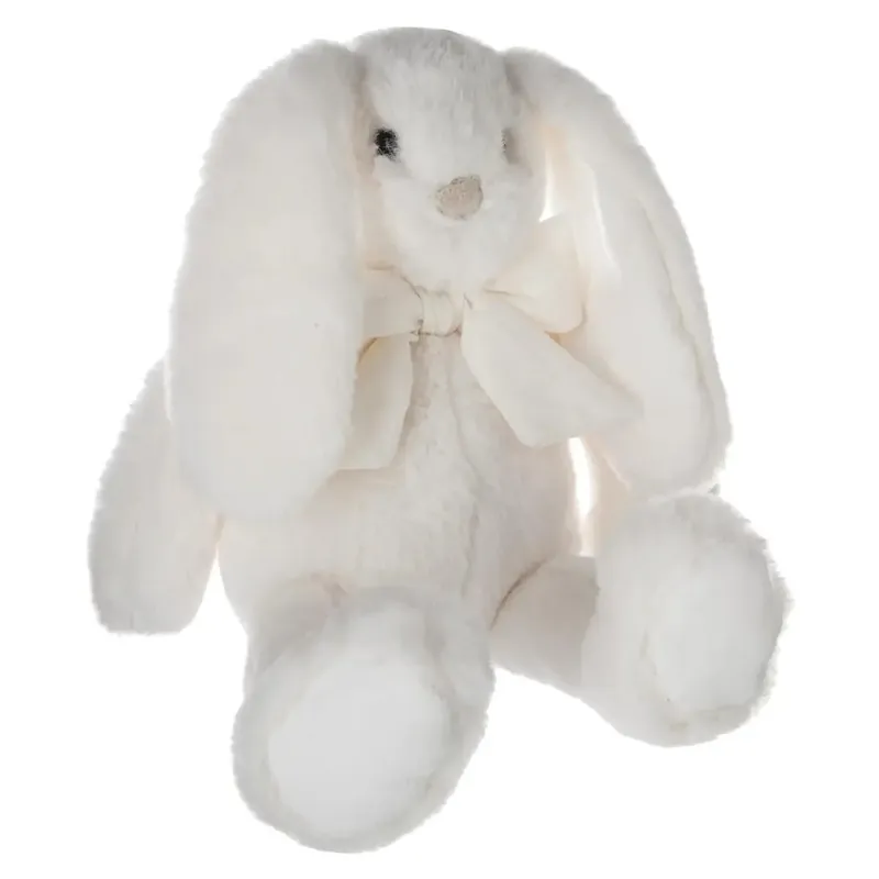 Konijn knuffel met strikje - zachte pluche - creme wit - 30 cm Nu Kopen