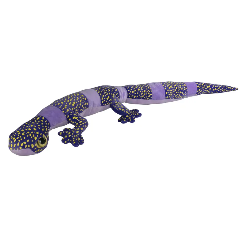 Gekko hagedis knuffel - zacht pluche - paars/zwart - 112 cm Express Levering