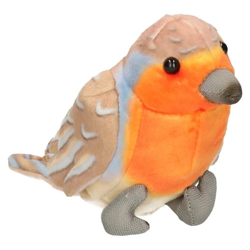 Roodborstje knuffel - pluche - 10 cm - bruin/rood Uitverkoop