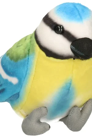 Pimpelmees knuffel - pluche - blauw/geel - 10 cm Laatste Kans