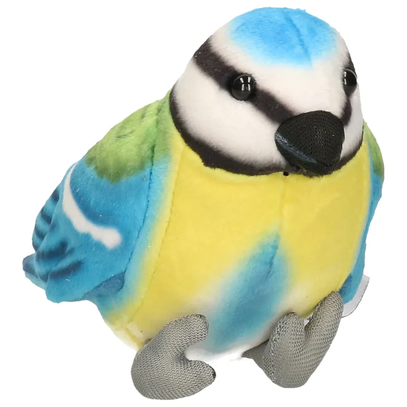Pimpelmees knuffel - pluche - blauw/geel - 10 cm Laatste Kans