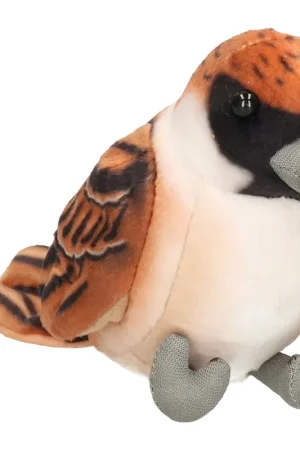 Huismus vogel knuffel - pluche - bruin - 10 cm Superprijs
