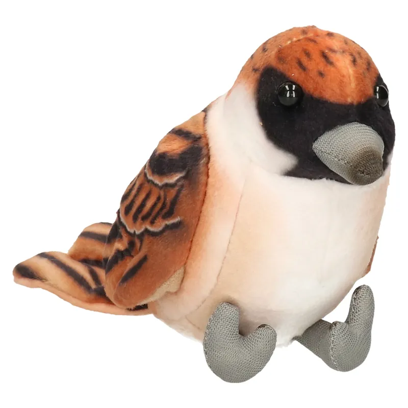 Huismus vogel knuffel - pluche - bruin - 10 cm Superprijs