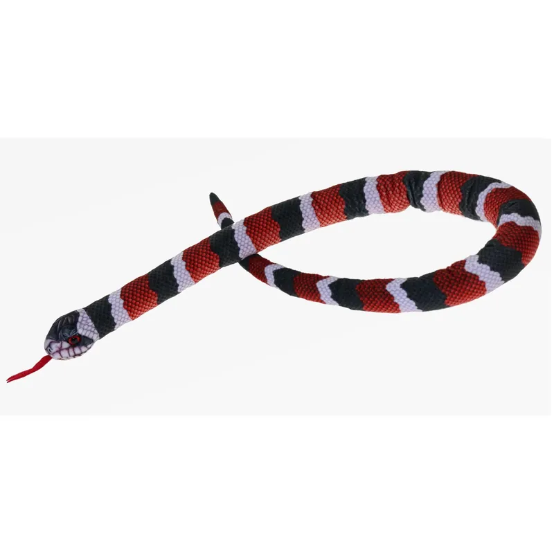 Koningsslang knuffel - pluche - zwart/rood - 100 cm Actieprijs