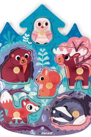 Goedkoop JANOD button puzzle forest 18 months +