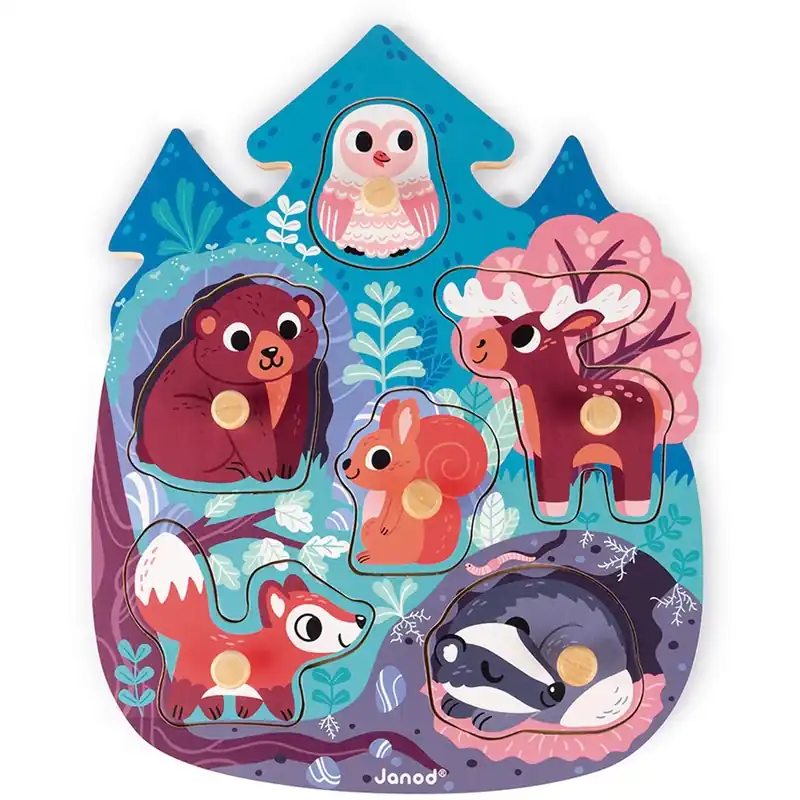 Goedkoop JANOD button puzzle forest 18 months +