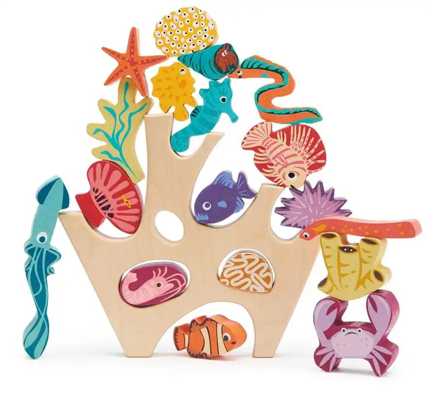 Snelle Levering Tender Leaf Toys stacker coral reef 18 months +