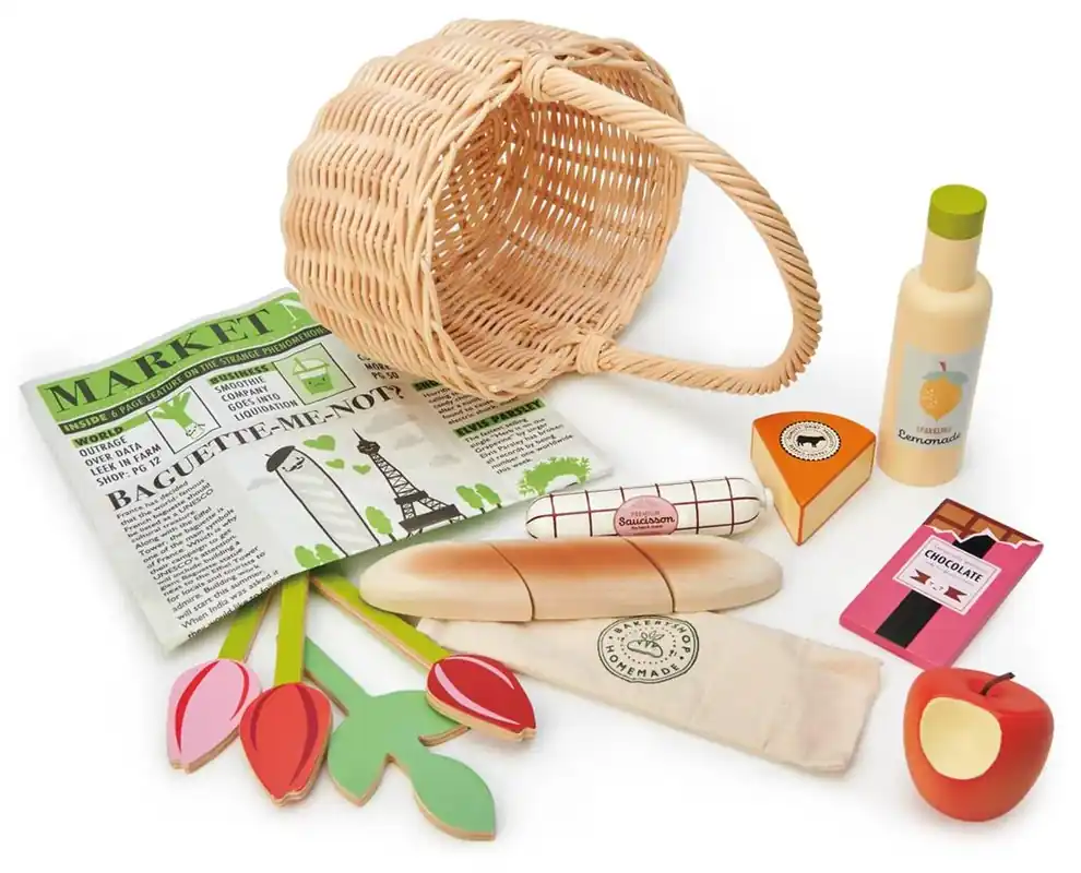 Favoriet Tender Leaf Toys shopping basket with groceries 3yrs+