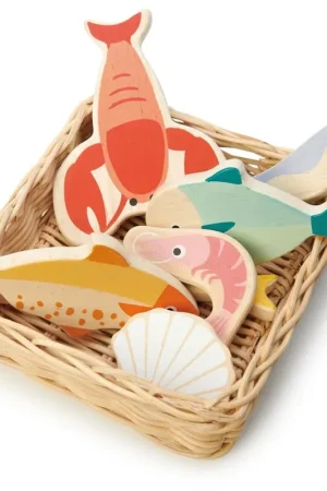 Gecertificeerd Tender Leaf Toys basket with seafood 3yrs+