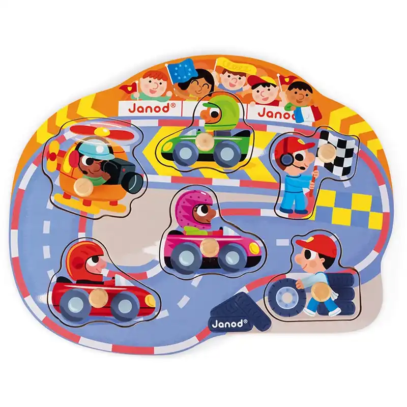 JANOD button puzzle racing 18 months + Dagaanbieding