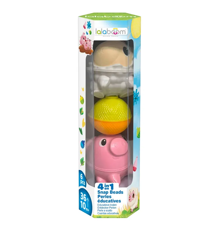 Lalaboom educatieve kralen schaap + varken 6 stks 10 mnd+ Nu Kopen