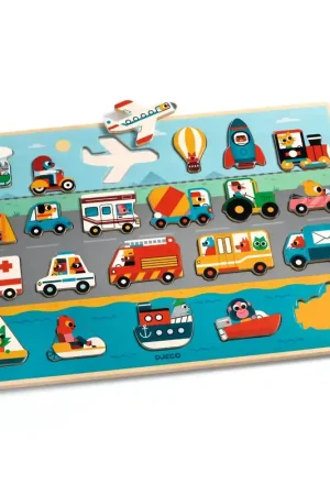 Aanbieding DJECO houten puzzel Vroom 2 jr+ / 22 stks