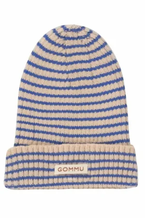 We are gommu poppenbeanie Light Cream Blue stripes 3 jr+ Tijdelijk Beschikbaar