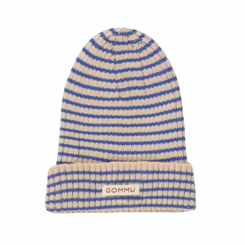We are gommu poppenbeanie Light Cream Blue stripes 3 jr+ Tijdelijk Beschikbaar