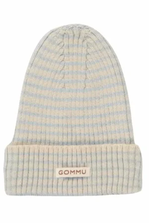 Beperkte Voorraad We are gommu poppenbeanie Blue Sky Sand stripes 3 jr+