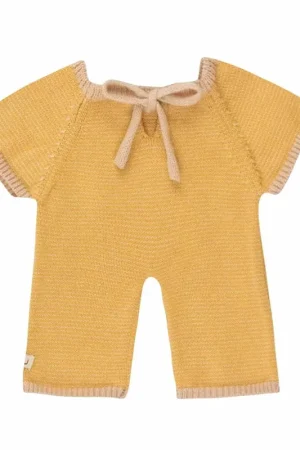 Betrouwbaar We are gommu onesie Light Cream Mustard long 3 jr+