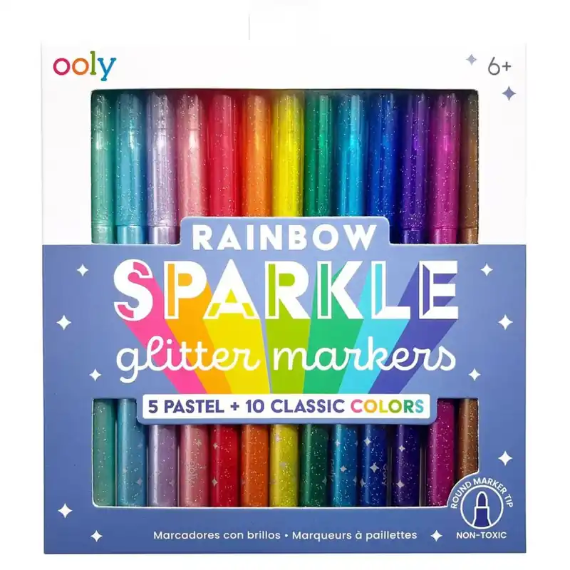 Seizoensaanbieding OOLY rainbow sparkle glitter markers 15 stks 6 jr+