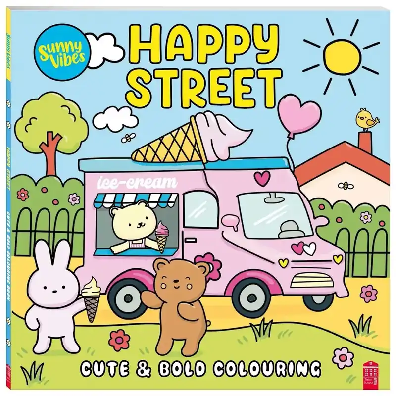 Sunny Vibes Happy Street Cute & Bold Colouring Book Premium