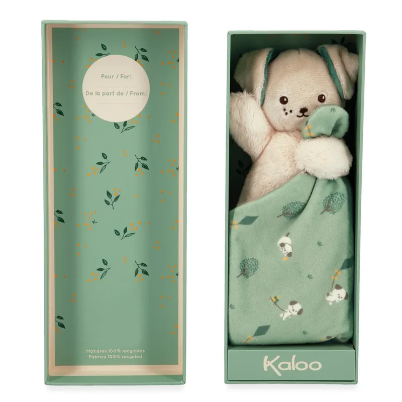 Exclusieve Aanbieding Kaloo knuffeldoekje hond Carre Douceur groen 0 jr+