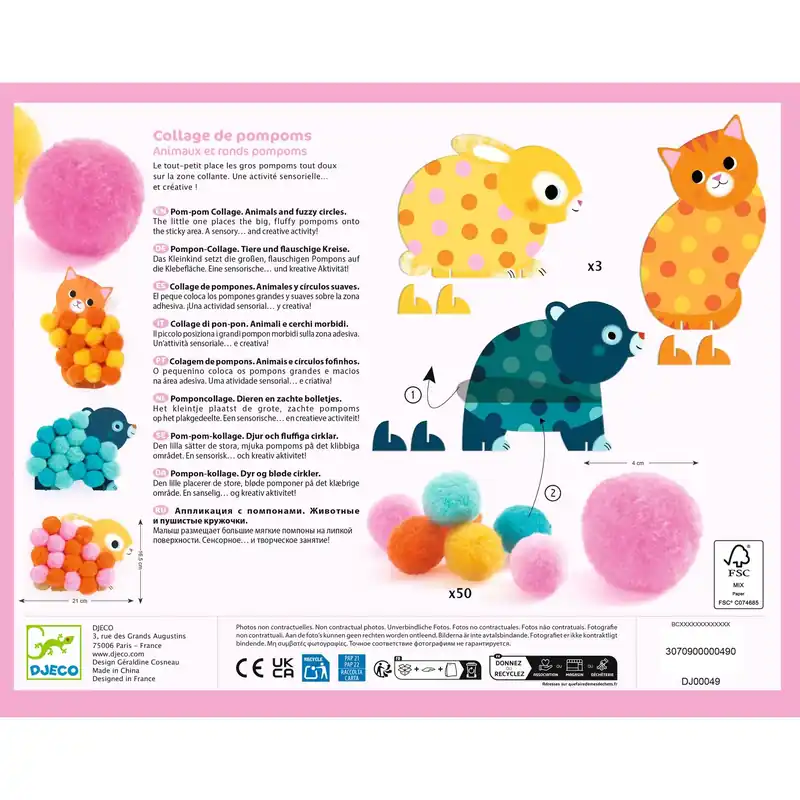 DJECO pompons knutselset dieren 18 mnd+ Express Levering