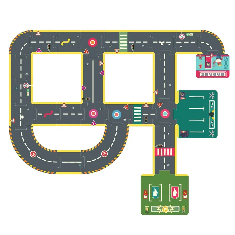 Beste Prijs DJECO vloerpuzzel autoweg Crazy Motors 3 jr+